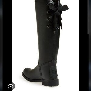 COACHCOACH TRISTEE SIGNATURE MATT BLACK WATERPROOF LACE-UP RAIN BOOTS size 10